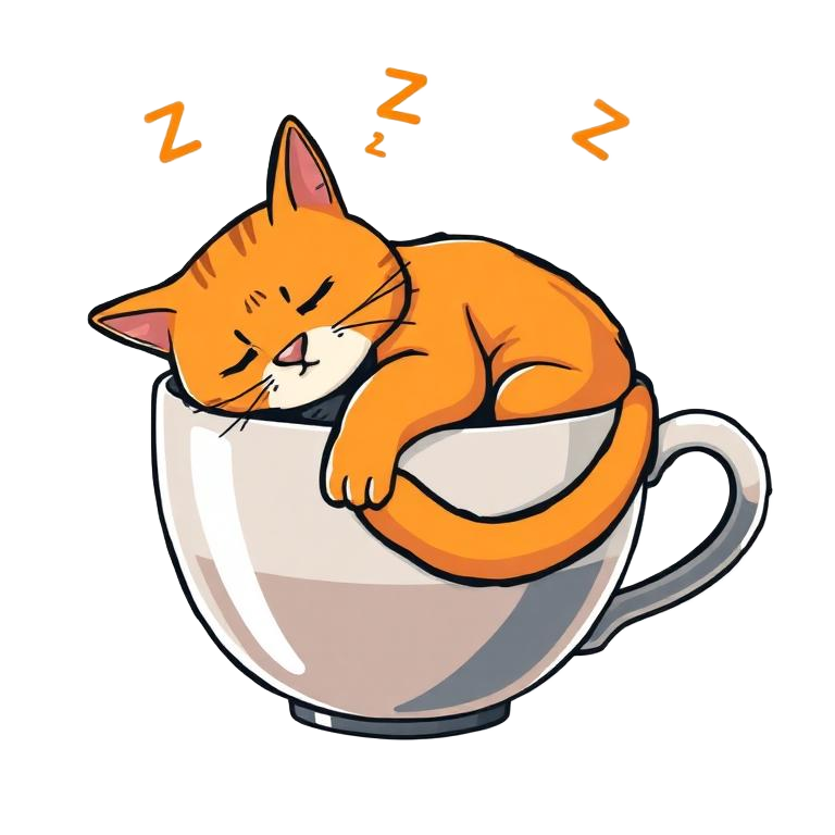 $KOPICAT cat sleeping on a coffee cup