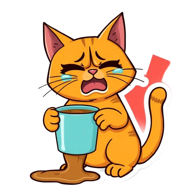 $KOPICAT cat crying over spilled coffee