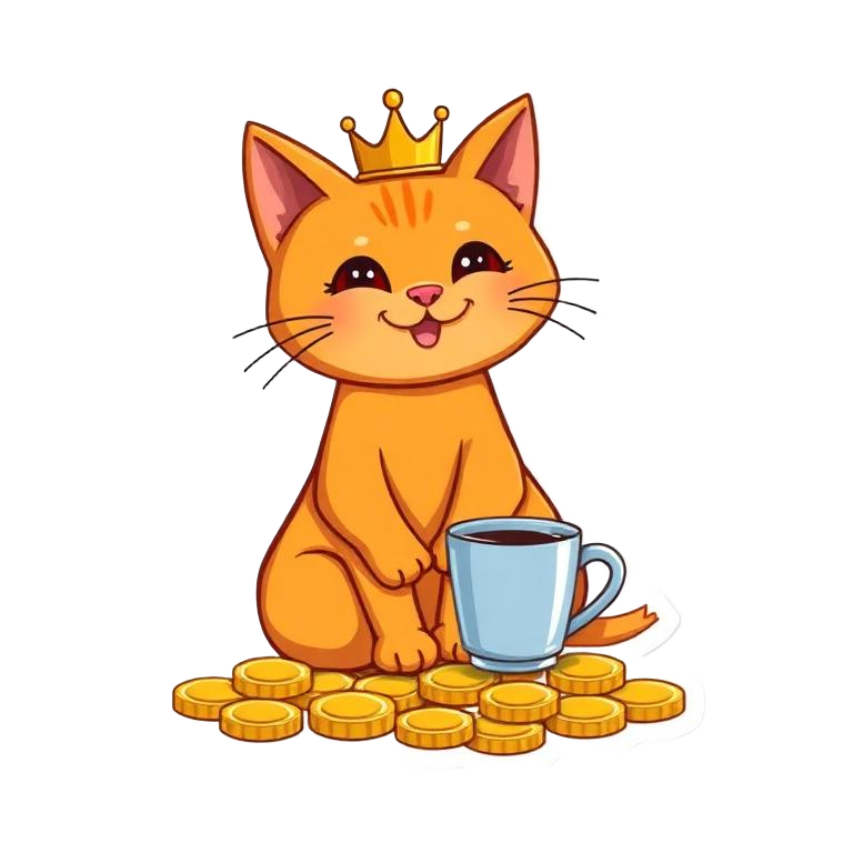 $KOPICAT cat king on a pile of gold coins